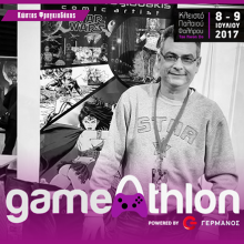 Comic artist Kostas Fragiadakis at GameAthlon 4 on 8 & 9 of July.